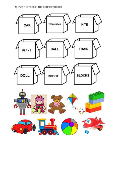 Vocabulary Worksheets For Kindergarten, My Toys Worksheet, Toys Worksheets, Be Going To Worksheet, School Things Worksheet, Toys Vocabulary For Kids, Teaching Safety, Fun Phonics Activities, Toy Labels