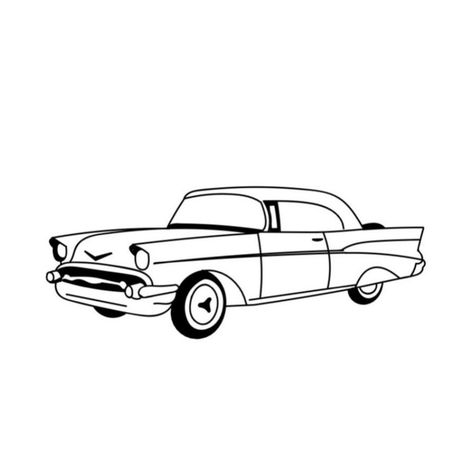 Cartoon Car Tattoos, Tiny Car Tattoo Ideas, Girly Car Tattoo, Old Cars Tattoo, Drawings Of Old Cars, 55 Chevy Tattoo, Vintage Car Outline, Vintage Car Tattoo Simple, Retro Cars Drawing