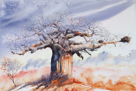 Farm Scene Painting, Watercolor Whimsical, Greyhound Art, Baobab Tree, Art Basics, Watercolor Tree, Farm Scene, Paper Ornaments, Watercolor Paintings Tutorials