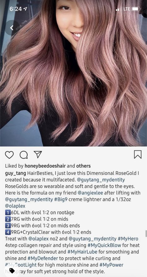 Black To Rose Gold Hair, Rose Mauve Hair, Brown Hair With Rose Gold Peekaboo, Makeup For Rose Gold Hair, Rose Gold Ash Brown Hair, Rose Gold Shadow Root, Dusty Rose Hair Brunette, Redken Rose Gold, Dusty Rose Balayage