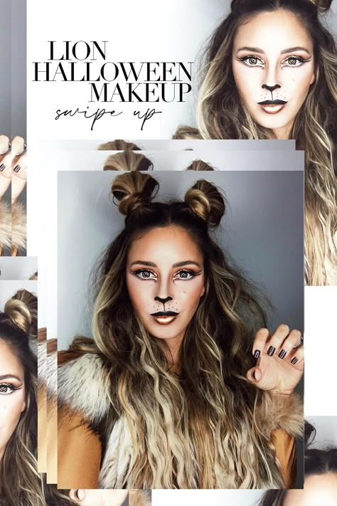 Lion King Costume Woman, Diy Lion Makeup Women, Womens Lion Makeup, Lion Custome Women Diy, Cute Lion Costume For Women, Lion Make Up Women, Lion Fancy Dress Women, Halloween Lion Makeup, Simba Costume Women