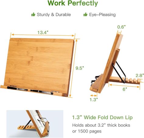 Amazon.com : Pipishell 2 Pack Bamboo Book Stands Large Cookbook Holder Reading Stand (13.4 x 9.5 in) with 5 Adjustable Height, Foldable Wooden Book Holder for Textbook, Recipe, Music Book, Tablet Stand : Office Products Table Chart Wedding, Just Married Banner, Wooden Book Stand, Custom Folders, Cookbook Holder, Cook Book Stand, Portable Kitchen, Book Holder, Desk Sign