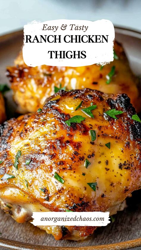 Ranch Chicken Thighs Chicken Thigh Pieces Recipe, Chicken Thigh Recipes With Skin, Cheesy Chicken Thigh Recipes, Recipes For Bone In Skin On Chicken Thighs, Chicken Thigh Leg Recipes, Chicken Thigh Recipe Recipes, Crock Pot Bone In Chicken Thighs, Ranch Sheet Pan Chicken, Oven Cooked Chicken Thighs