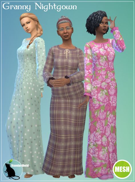 [Standardheld] • Granny Nightgown (Recolor) Infos + download under... Ts4 Elder Clothes, Sims 4 Old Lady Clothes, Sims 4 Elderly Clothes, Sims 4 Cc Granny Clothes, Sims 4 Cc Elder Clothes Patreon, Nightgown Sims 4 Cc, Sims 4 1950s Cc Clothes, Sims 4 Cc Clothes For Elders, Sims 4 Granny Cc