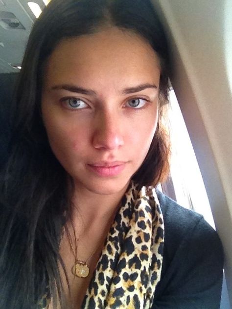 adriana lima without makeup - a reminder that just about ANYONE can be made to look like a Victoria's Secret supermodel (just need a professional make-up artist and photoshop). ;) Without Makeup, Adriana Lima, A Woman, Makeup, Hair, Make Up