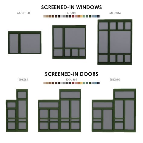 Simsational Designs: Screened-In Porch Series: Mesh Windows and Doors Fly Screen Doors, Mission Style Homes, Porch Windows, Double Window, Screen Porch, Sims 4 Update, Gaming Room Setup, Art Deco Home, Grand Homes