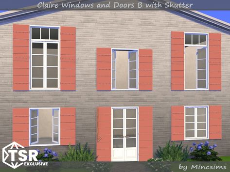 The Sims Resource - Claire Doors and Windows B with Shutter Sims 4 Shutters Cc, Window Shutters, Doors And Windows, Media Wall, Cc Sims, The Sims Resource, Sims Resource, Shutters, The Sims