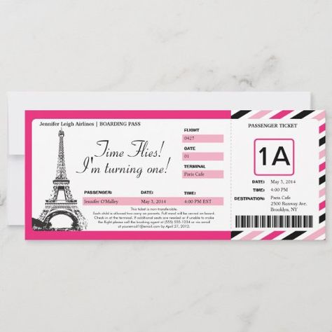 $3.40 | Paris Birthday Boarding Pass Ticket #boarding pass, birthday ticket, birthday boarding pass, first birthday, kids birthday, world traveler birthday, airmail, air mail, paris birthday, eiffel tower, plane ticket, vintage world travel, party Birthday Ticket, Dirt Bike Birthday, Ticket Card, Paris Birthday, Ticket Design, Ticket Invitation, Baseball Birthday, Birthday Board, Travel Party