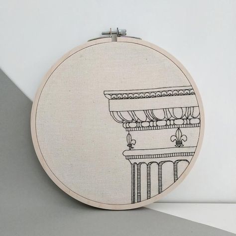 Statue Embroidery, Embroidery Architecture, Architect Tattoo, Alt Embroidery, Building Embroidery, Architecture Embroidery, Architectural Embroidery, Ancient Greek Civilization, Doric Order