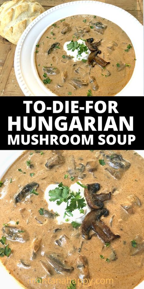 Hungarian Mushroom, Hungarian Mushroom Soup, Creamy Soup Recipes, Creamy Mushroom Soup, Mushroom Soup Recipes, Crock Pot Recipes, Best Soup Recipes, Hungarian Recipes, Creamy Soup