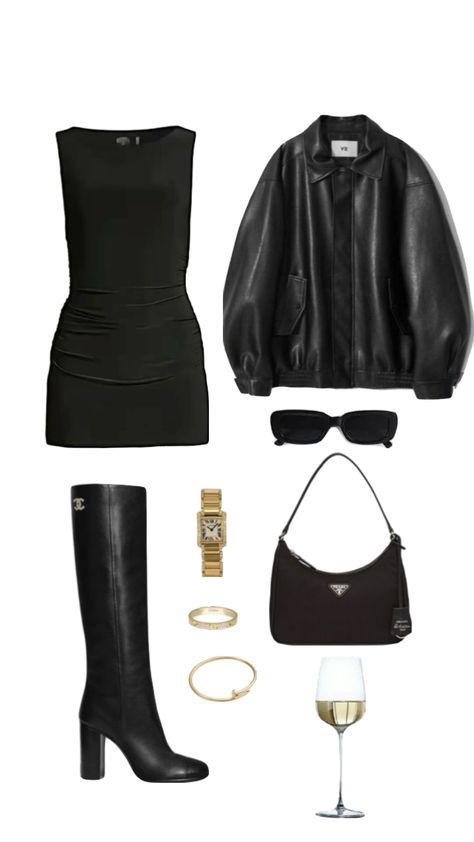 #allblackoutfits #aesthetic #grunge #leather #ootd #black #whitewine #tumblr #geazy #aesthetictumblr #outfitinspo #prada #chanel #cartier #saks5th Nyc Outfits, Dress Up Outfits, Classy Work Outfits, Simple Trendy Outfits, Going Out Outfits, Cute Outfit, Aesthetic Grunge, Outfit Inspo Fall, Summer Fashion Outfits