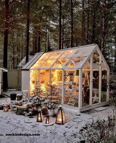 Backyard Greenhouse, Garden Greenhouse, She Sheds, French Country Cottage, Building A New Home, Garden Cottage, Magical Christmas, Glass House, Garden Room