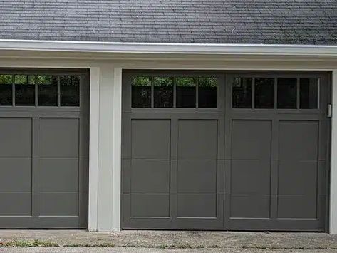 Our Work - Main Line Garage Doors Farmhouse Garage Doors Black, Shaker Garage Doors, Garage Doors Transitional Style, Modern Garage Doors With Windows, Modern Transitional Garage Door, Iron Ore Garage Door, Modern Farmhouse Garage Doors, Grey Garage Door, Garage Doors With Windows