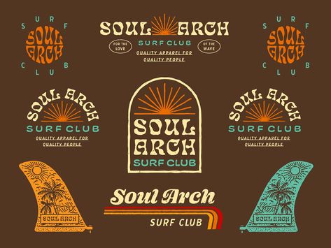 Soul Arch Surf Club by Patrick Carter on Dribbble Surf Club Logo, Surf Logos, Surf Store, Costal Cowgirl, Branded Mirrors, Surf Logo, Cafe Branding, Surf Vibes, Surf Club