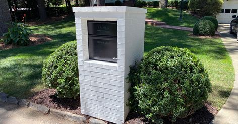 Mailbox Ideas Brick Design, Brick Mailbox With Package Drop, Mailbox And Package Ideas, Mailbox Ideas For Big Packages, Brick Mailboxes Designs, Secure Mailbox Ideas, Curbside Mailbox Ideas, Large Mailbox Ideas For Packages, Security Mailbox Ideas