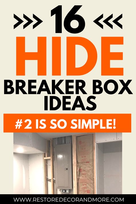 If you are looking for how to hide breaker box ideas you won't want to miss these! 16 different ideas for ways to cover breaker box. Includes some DIY ideas as well as simple ideas to hide. #diyhomeprojects Hide Breaker Box Ideas Kitchen, Hide A Hole In The Wall Ideas, Diy Fuse Box Cover Ideas, Hiding A Breaker Panel, Ideas To Cover Breaker Panel, How To Disguise A Chest Freezer, Diy Breaker Box Cover Ideas, Cover Up Electrical Box Inside, Cover Breaker Box In House