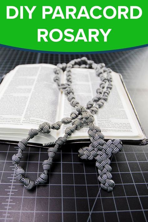 Make a rosary entirely out of paracord with our newest YouTube tutorial. Paracord Rosary How To Make, Paracord Rosary Diy, Paracord Cross Tutorial, Paracord Weaves Tutorials, Macrame Rosary, Rosary Craft, Paracord Projects Tutorials, Paracord Cross, Make A Rosary