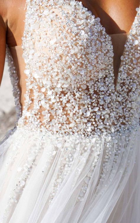 Wedding Dress Sparkle Top, Aline Wedding Dress Pearls, Tule Dress Wedding, Sparkly Bodice Wedding Dress, Wedding Dresses Bedazzled, Sparkly Boho Wedding Dress, Princess Sparkly Wedding Dress, Elegant Pearl Wedding Dress, Beaded Aline Wedding Dress