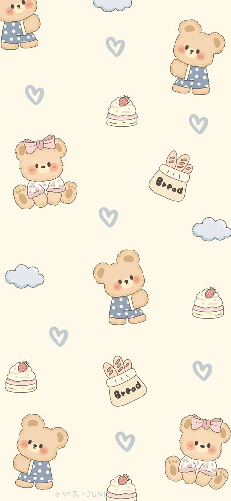 Teddy Bear Wallpaper, Desain Quilling, Iphone Wallpaper Kawaii, Butterfly Wallpaper Iphone, Wallpaper Doodle, Cute Pastel Wallpaper, Soft Wallpaper, Cute Emoji Wallpaper, Cute Simple Wallpapers