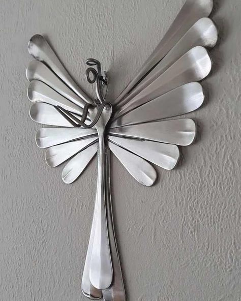 Utensil Sculpture, Spoon Sculpture, Flatware Art, Flatware Crafts, Recycled Silverware, Fork Art, Cutlery Art, Metal Art Jewelry, Silverware Crafts