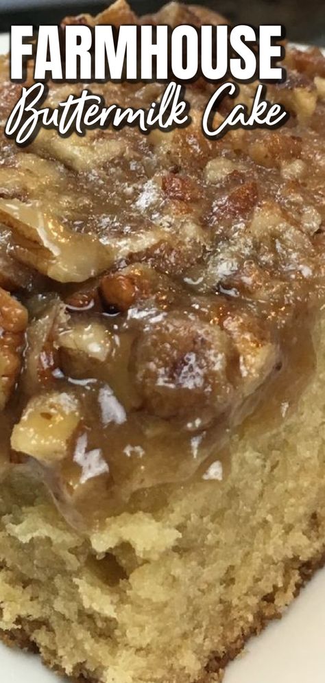 This image shows a close up photo of Farmhouse Buttermilk Cake. Brown Sugar Cakes, Coffee Cake Recipes Easy, Pecan Topping, Buttermilk Cake, Buttermilk Recipes, Best Cake Recipes, Coffee Cake Recipes, Just Cakes, Moist Cakes