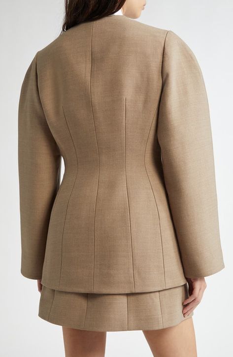 EENK Hourglass Oversize Sleeve Wool Blend Jacket | Nordstrom Wool Jackets Women, Boy Activewear, Pacific Islander, Structured Jacket, Hourglass Silhouette, Oversize Sleeves, Art And Fashion, Wool Shirt, Wool Blend Jacket