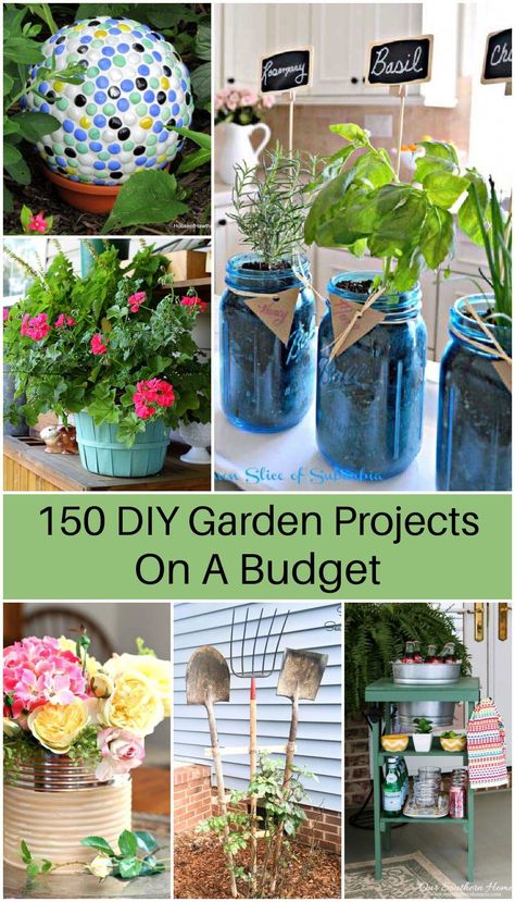 Trendy garden decor ideas garden inspiration garden weddings gardening wedding garden decorations Diy Garden Upcycle, Garden Club Ideas Projects, Garden Diy Ideas On A Budget, Upcycled Garden Planters, Affordable Diy Home Projects, Ideas To Decorate Your Garden, Diy Garden Decor Recycled, Diy Outdoor Decor Cheap, Boho Garden Ideas Diy