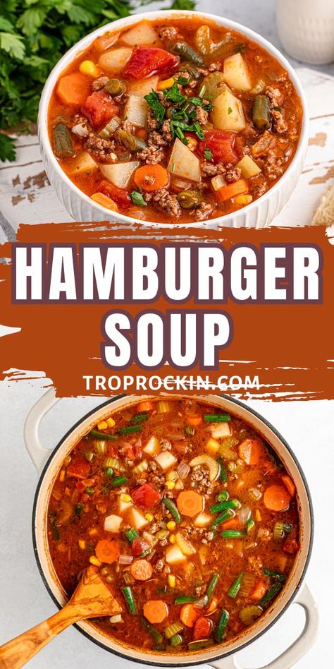 Hamburger Soup Best Ground Beef Crockpot Recipes, Soup Recipes Hamburger Meat, Hamburg Soup Recipes Ground Beef, Winter Soup With Ground Beef, Hamburger Soup In Crockpot, Hamburger Soup Best Of Bridge, Hamburger Soup With Potatoes, Old Fashion Hamburger Soup, Hamburger Meat Soup Recipes Easy