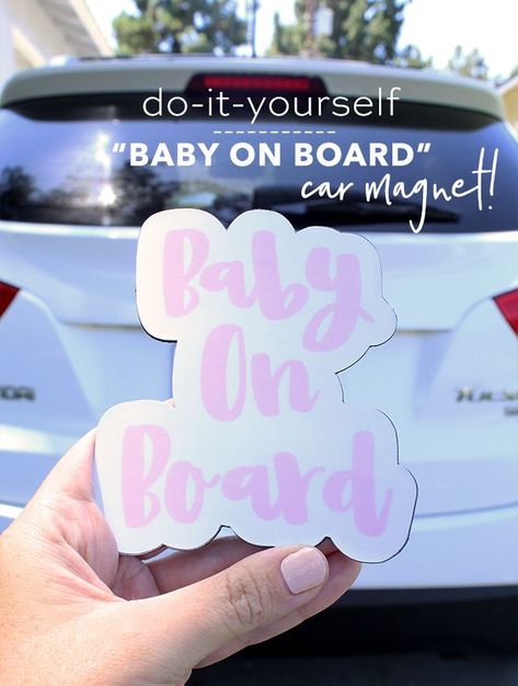 You don't want to miss this DIY "Baby on Board" Car Magnet! Car Decal With Cricut, Diy Car Magnet Decal, Cricut Magnets How To Make, Make Magnets With Cricut, Diy Car Magnet, Making Magnets With Cricut, Car Cricut Ideas, Diy Magnets With Cricut, How To Make Car Decals With Cricut