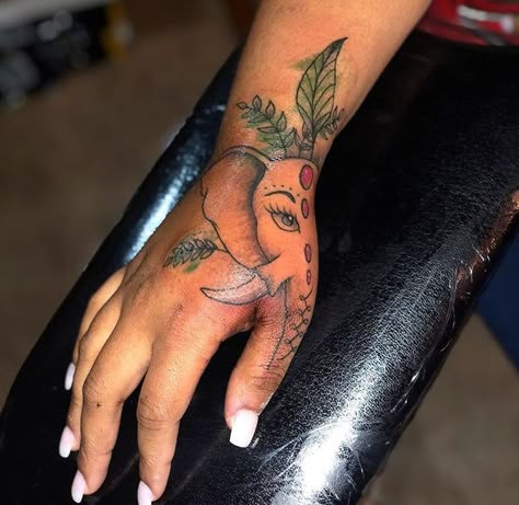 Elephant Tattoos Finger, Elephant On Hand Tattoo, Elephant Tattoos Hand, Elephant Tattoo Hand, Feather Hand Tattoos For Women, Elephant Hand Tattoos For Women, Hand Tattoos For Women Black, Elephant Tattoos Forearm, Elephant Hand Tattoo