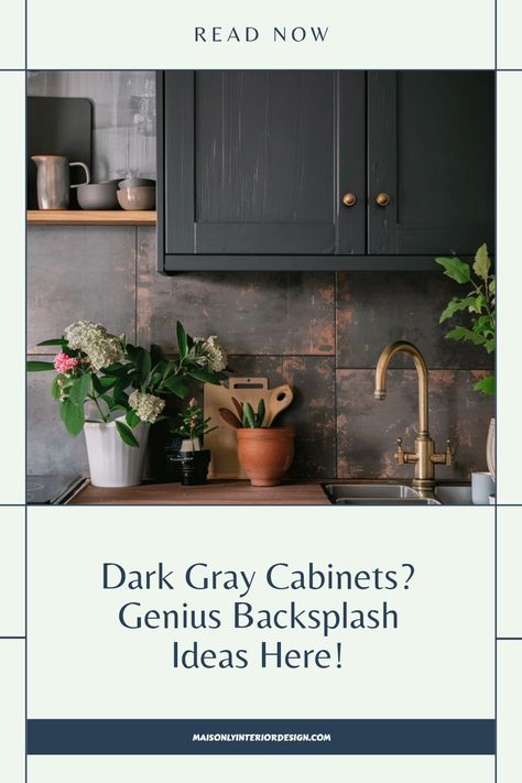 Discover inspiring backsplash ideas perfect for pairing with dark gray cabinets. This pin showcases chic kitchen designs that enhance modern elegance. Explore various styles and materials to illuminate your kitchen with sophisticated backdrops and elevate your home's interior Dark Gray Cabinets, Gray Cabinets, Subway Tiles, Grey Cabinets, Backsplash Ideas, Subway Tile, Geometric Patterns, Backsplash, Dark Gray