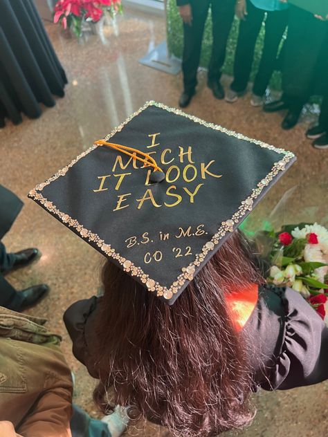 graduation
graduation cap
gold 
2022
college
graduate
idea
black
mechanical engineer
women in stem Mechanical Engineer Graduation Cap, Mechanical Engineering Graduation Cap, 2024 Prep, Grad Cap Designs, Diesel Mechanics, Grad Cap Ideas, Lil Miss, Graduation 2024, Graduation Cap Designs