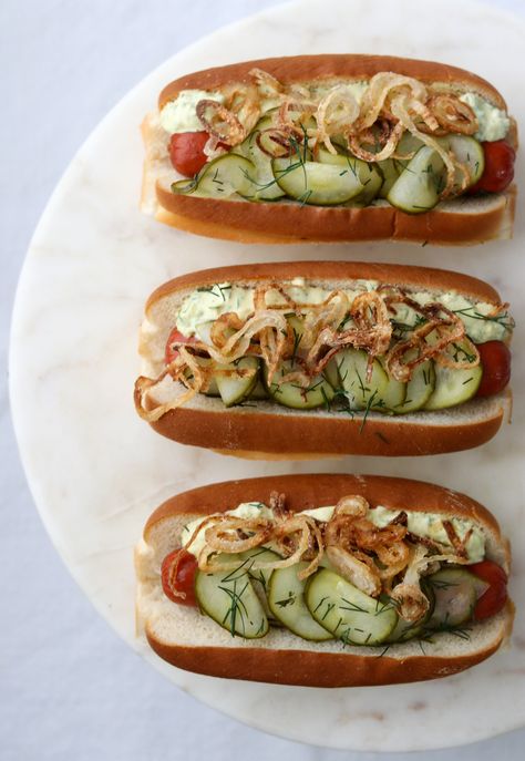 Danish Hot Dog Recipe, Danish Food Recipes Denmark, Danish Hot Dog, Danish Food Recipes, Danish Tattoo, Grilled Hotdogs, Easy Danish, Open Sandwiches, Danish Cuisine