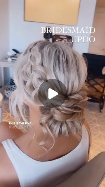 Front Views Of Updos, Side Braid Low Bun Wedding Hair, Mom Hair Styles For Wedding, Updo With Extensions Wedding, Sock Bun Wedding Hair, Up Do For Wedding Bridesmaid, Braided Updo Tutorial Videos, Wedding Updo Step By Step, Updos Wedding Hair