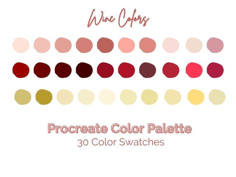 Procreate Color Palette - Wine Colors, Procreate Color Swatch, iPad Art Wine Colour Palette, Wine Color Palette, Wine Palette, Wine Logo Design, Branding Examples, Color Palette For Procreate, Color Palette Procreate, Procreate Color Palette, Hex Color