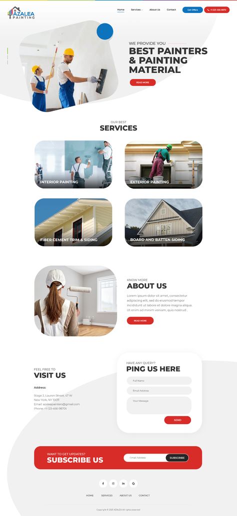 Painting agency website design on Behance Painting Services Website, Painting Website Design Inspiration, Painting Company Website Design, Behance Portfolio Layout, Painter Website Design, Painting Website Design, Web Design Creative, Painting Website, Agency Website Design