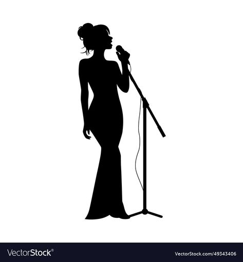 Singer With Microphone, Singing Silhouette, Singing Illustration, Singer Silhouette, Singing Mic, Woman Singing, Cartoons Png, Woman Silhouette, My Photo Gallery