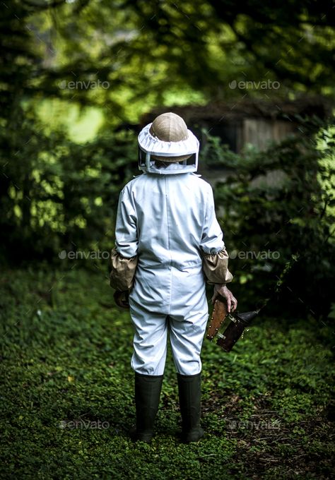 Bee Keeper Suit, Bee Smoker, Types Of Gloves, Beekeeping Suit, Bee Suit, Bee Keeper, Varsity Jackets, Bee Keeping, Head Covering