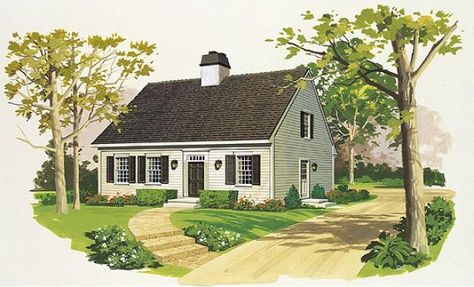 ranch style home tall roof Cape House Plans, Cape Cod Plans, Cape Cod House Exterior, Design Seed, Cape Cod House Plans, Cape Style Homes, Guest Bedroom Remodel, Cape Cod Cottage, Colonial Style House Plans