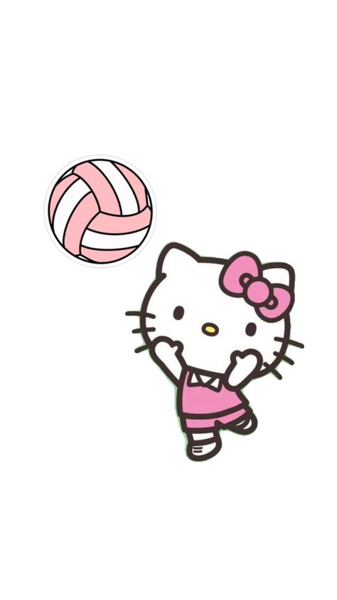 Pink Hello Kitty Wallpaper Iphone, Molang Wallpaper, Volleyball Wallpaper, Playing Volleyball, Ball Aesthetic, Walpaper Hello Kitty, Hello Kitty Rooms, Hello Kitty Crafts, Hello Kitty Images