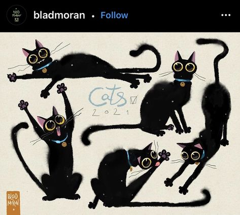 Blad Moran, Cat Hacks, Cat Character, Funny Drawings, Animal Cartoon, Animal Sketches, Illustration Character Design, Cat Illustration, Black Cats