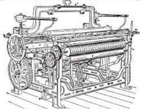 A power loom is a mechanized loom and was one of the key developments in the industrialization of weaving during the early Industrial Revolution. The first power loom was designed in 1784 by Edmund Cartwright and first built in 1785. It was refined over the next 47 years until a design by Kenworthy and Bullough made the operation completely automatic.  Edmund Cartwright :       Edmund  was born in April of  1743. He was an English inventor that studied in Oxford University and graduated  very ea Spinning Jenny, Mechanical Loom, Circular Loom, Scottish Women, Water Frame, Female Poets, Open Ended Questions, Types Of Weaving, Jacquard Loom