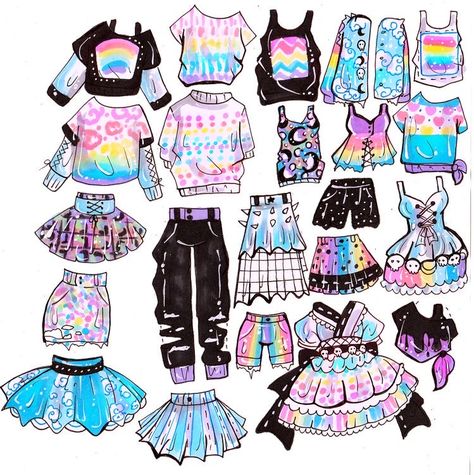 Mix And Match Outfit, Clothing Sketches, Clothing Design Sketches, Drawing Anime Clothes, Cartoon Outfits, Fashion Design Drawings, Fashion Design Sketches, Drawing Clothes, Kawaii Drawings