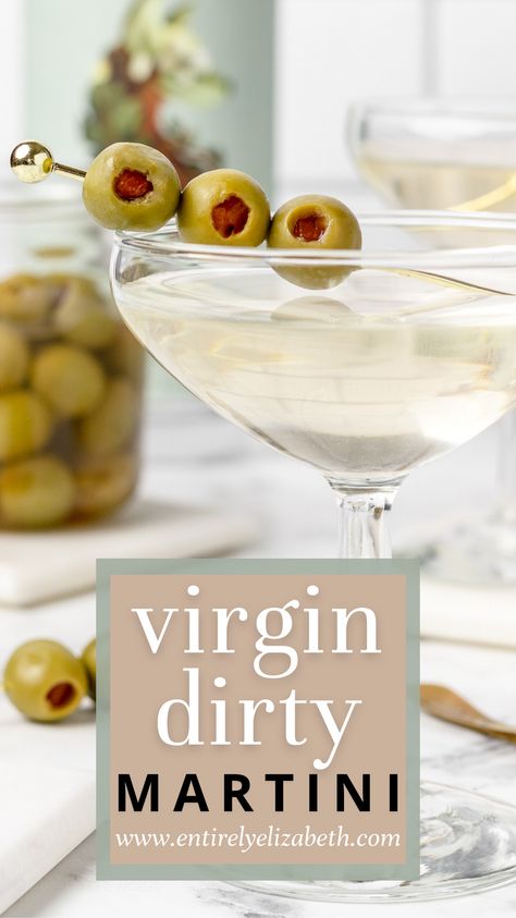 Mock Martini Recipes, Alcohol Free Martini, Martini Mock Tail, Martini Mocktail Recipe, Virgin Martini Recipes, Mocktail Martinis, Seedlip Recipes, Non Alcoholic Martini Recipes, Martini Non Alcoholic