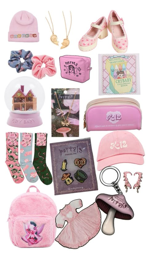 Melanie Martinez merch ! Melanie Martinez Merch Collection, Melanie Merch, Christmas List Inspo, Merch Display, Mealine Martinez, Melanie Martinez Lyrics, Melanie Martinez Merch, Cute Fit Ideas, Melanie Martinez Drawings