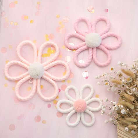 PRICES MAY VARY. 🌼PACKING LIST🌼: You will receive 3 woven daisy flower decorations.One nude, one pink, one white. 🌼EXQUISITE HANDMADE PRODUCTS🌼：Daisy flower wall decorations have high quality cotton rope handmade, exquisite workmanship, bright colours, not easy to fade, deformation, can be used for a long time and repeated. 🌼JUST THE RIGHT SIZE🌼：The handwoven daisy wall comes in three sizes, large (inches), medium (inches), and small (inches), and can be hung on any wall you want to decora Baby Wall Decor Girl, Girls Flower Room, Flower Theme Nursery, Charlotte Nursery, Wall Decor Girls Bedroom, Wall Flower Decor, Flower Macrame, Macrame Wall Hanging Decor