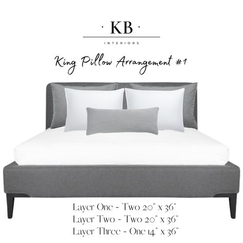 Here's an easy way to arrange your pillows on a king sized bed! King Pillow Arrangement, Bedroom Pillows Arrangement, Cushions Ideas, Ikea Malm Bed, King Sized Bed, Black Bedroom Decor, Easy Pillows, King Pillow, Cama King Size