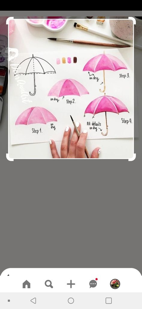 Watercolor Umbrella, 2025 Bujo, Watercolor People, Watercolour Techniques, Umbrella Painting, Watercolour Ideas, Watercolor Birthday Cards, Blue Umbrella, Drawing Flowers