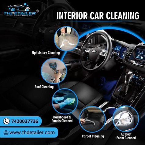 Detail Car Wash, Car Detailing Interior, Cleaning Flyers, Car Cleaning Services, Car Wash Business, Car Wash Services, Car Coating, Ads Creative Advertising Ideas, Inside Car