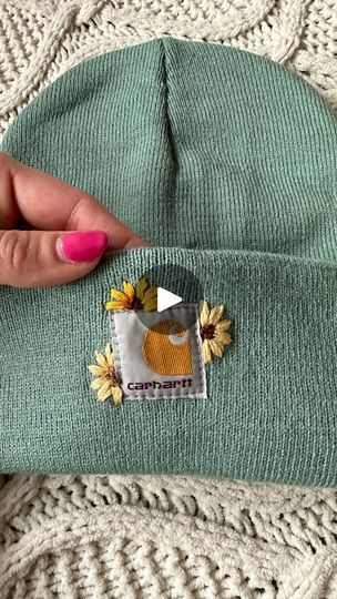 1.9M views · 168 reactions | Comment SUNFLOWER and I’ll send you the link to this Carhartt beanie pattern. Hand embroidery makes a great hobby for busy mamas. Let’s make 2024 the year you commit to have some me time. The year you learn a new skill. The year you find something you love to do, for YOU. | Little Hooligans Embroidery | Art Music · December Beanie Embroidery Ideas, Carhartt Beanie Embroidery, Carhartt Embroidery, Embroidery Sweater Diy, Embroidered Hats Ideas, Carhartt Beanies, Beanie Embroidery, Hats Ideas, Sweater Diy